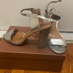 Coach Lexey Mirror Metallic Sandal in Silver